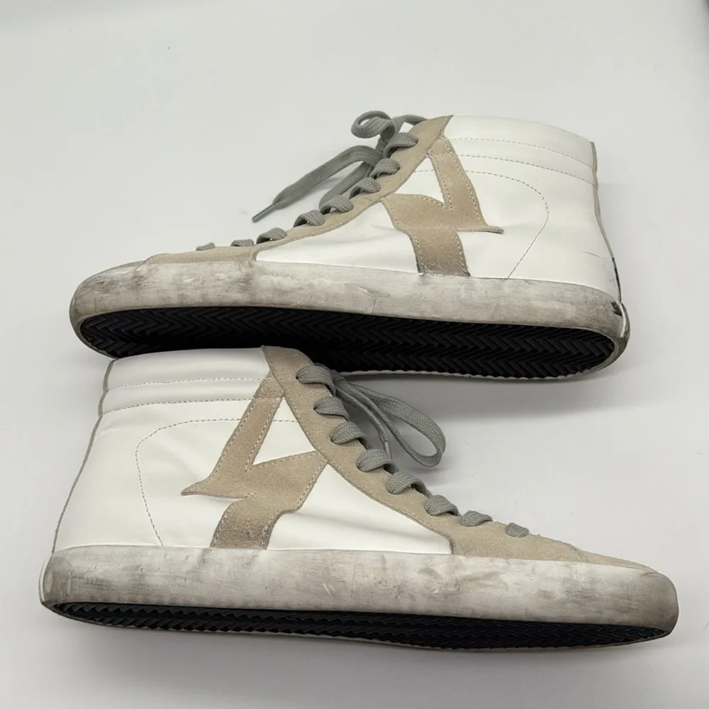 Sam Edelman Avon High-Top Leather & Suede Sneakers in White Size 8.5